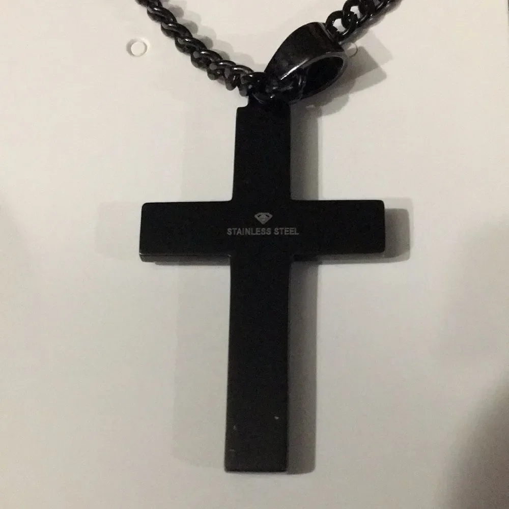 Stainless Steel Men’s Black Cross with Sapphire
